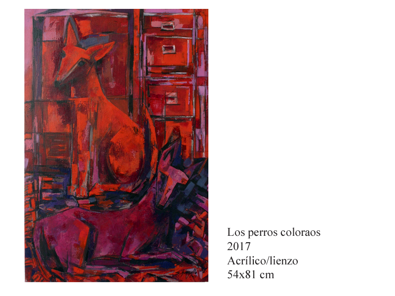 Los perros coloraos 2017 Acrílico/lienzo 54x81 cm